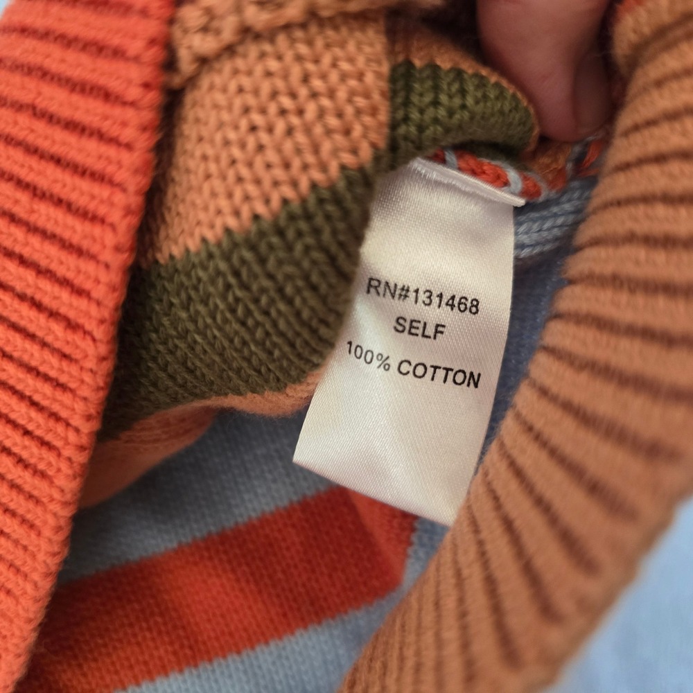 Fate Sweater Women Medium Multicolor Striped Patchwork Asymmetric Cotton Knit - Picture 3 of 6